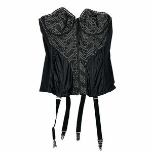Vintage 90s Victoria's Secret Black Lace Semi-Sheer Corset Sexy Lingerie 36B